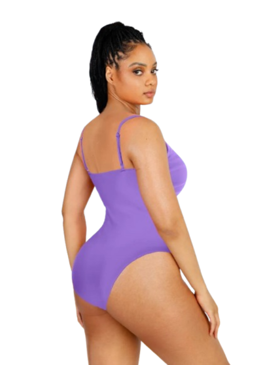 Pleated Sculpt Spaghetti-Strap One-Piece Swimsuit