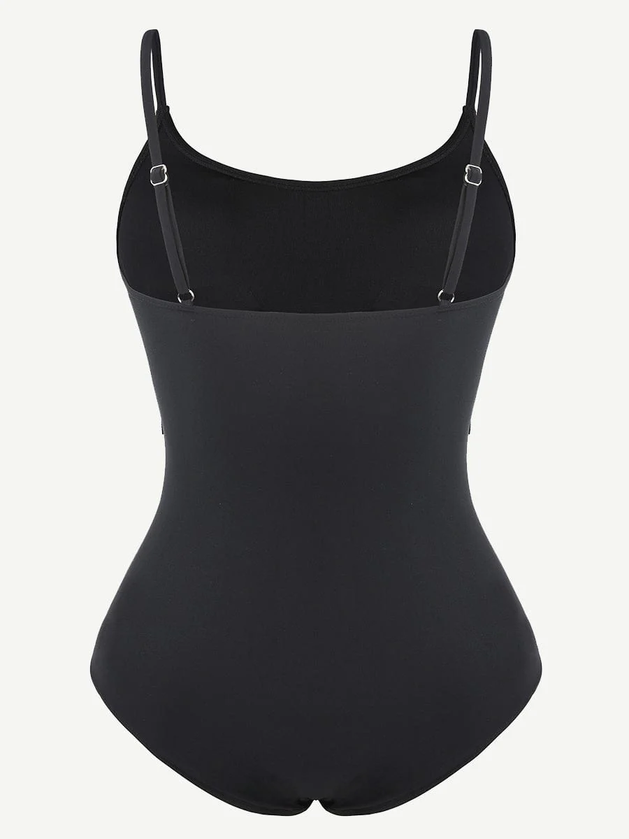 Pleated Sculpt Spaghetti-Strap One-Piece Swimsuit