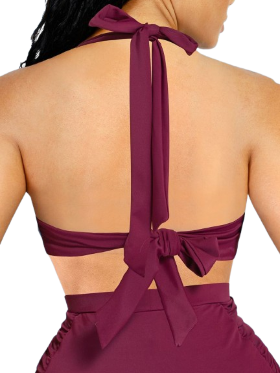 Strappy Twist Knot Sculpt Tankini Set