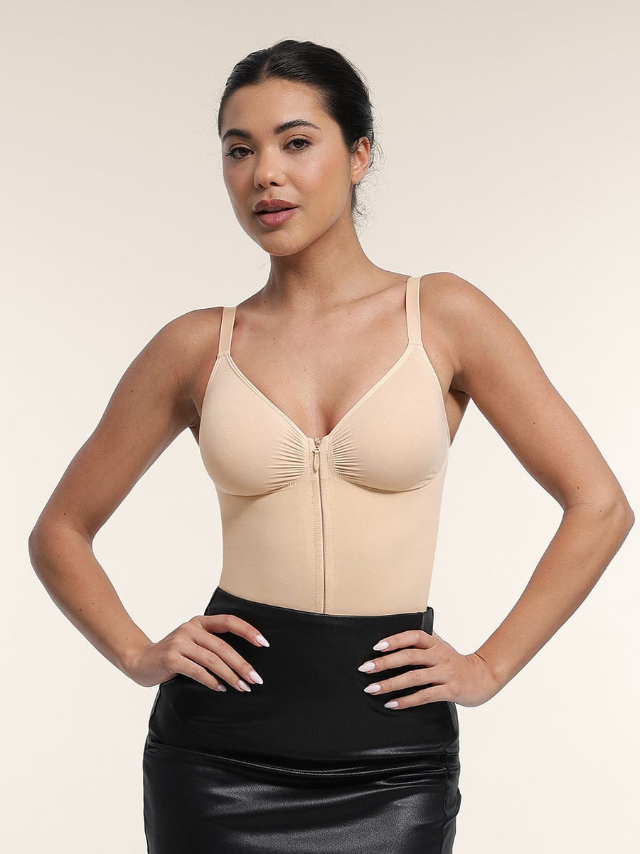 Wholesale Seamless Plunge Chest Support Bodysuit with Clips Inside