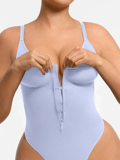 Wholesale Seamless Plunge Chest Support Bodysuit with Clips Inside