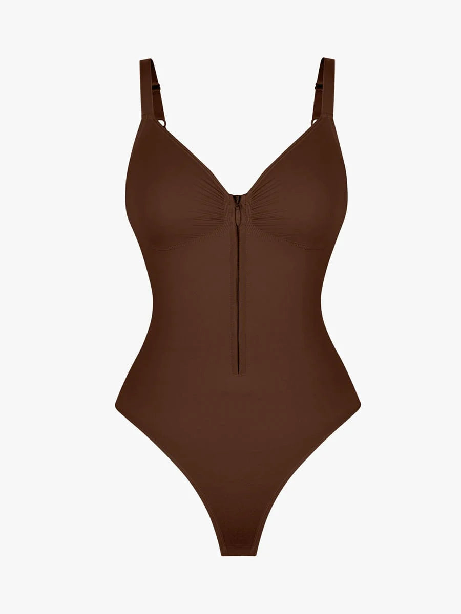 Wholesale Seamless Plunge Chest Support Bodysuit with Clips Inside