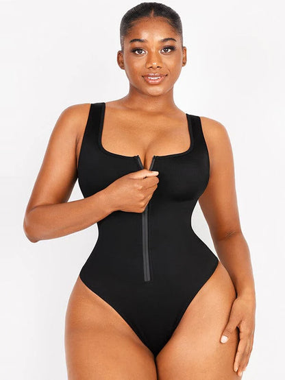 Zip Sculpt High-Leg One-Piece Swimsuit