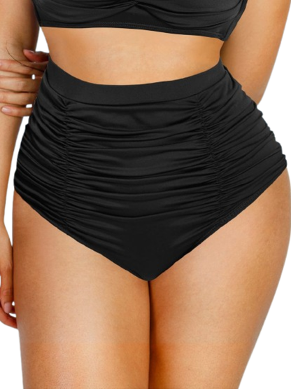 High-Waisted Pleated Sculpt Swim Bottom