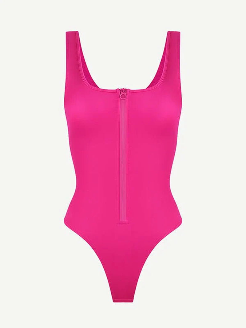 Zip Sculpt High-Leg One-Piece Swimsuit