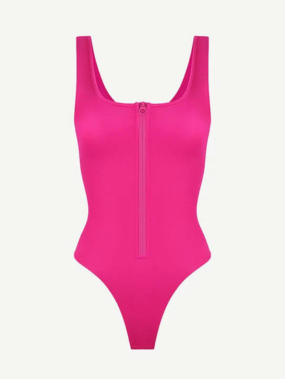 Zip Sculpt High-Leg One-Piece Swimsuit