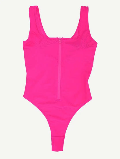 Zip Sculpt High-Leg One-Piece Swimsuit