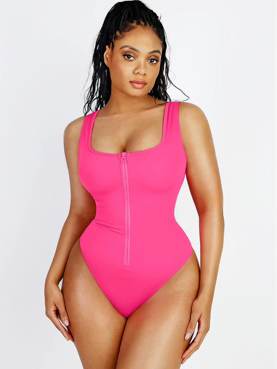 Zip Sculpt High-Leg One-Piece Swimsuit