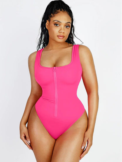 Zip Sculpt High-Leg One-Piece Swimsuit