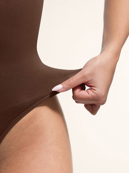 Wholesale Seamless Plunge Chest Support Bodysuit with Clips Inside