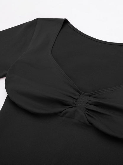 Diamond-Neck Seamless Sculpt Top