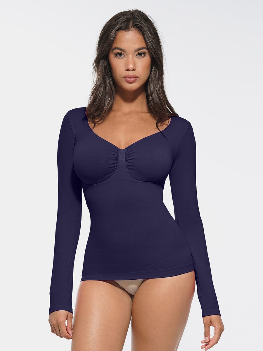 Diamond-Neck Seamless Sculpt Top