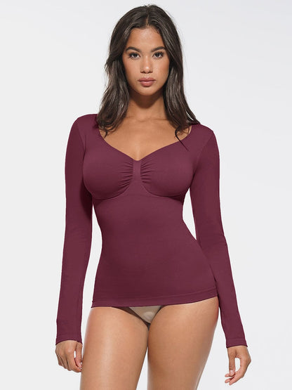 Diamond-Neck Seamless Sculpt Top