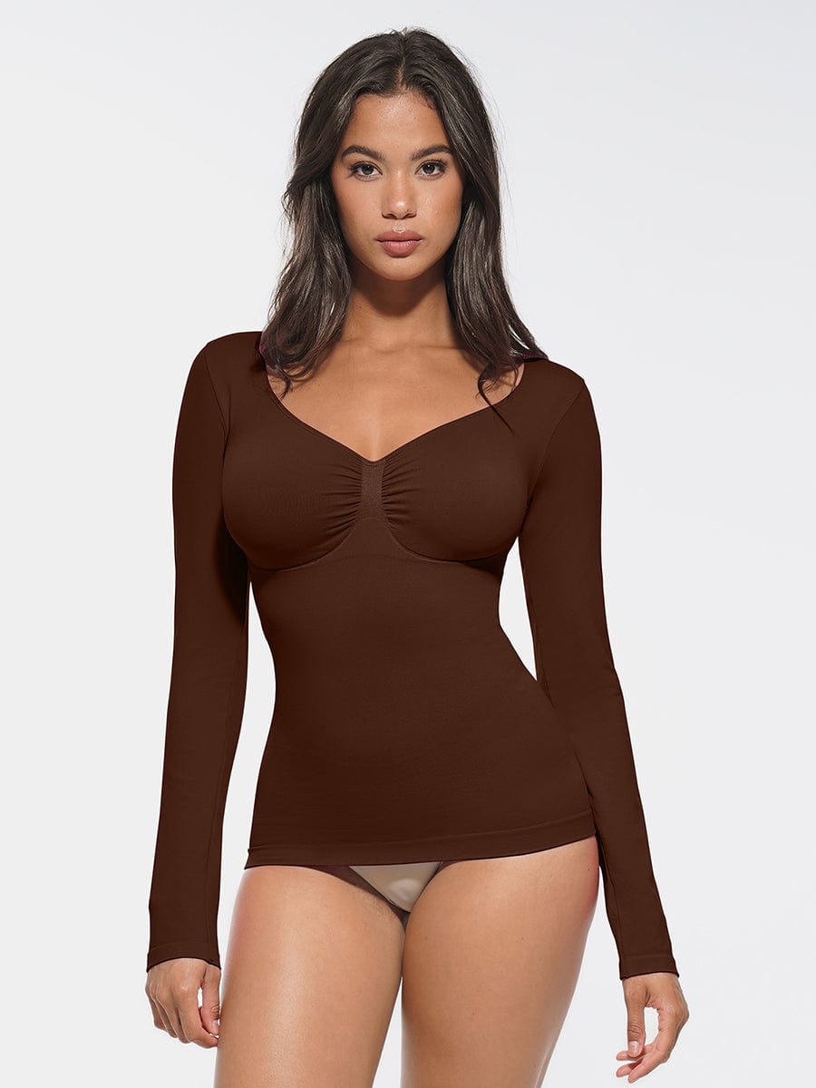 Diamond-Neck Seamless Sculpt Top