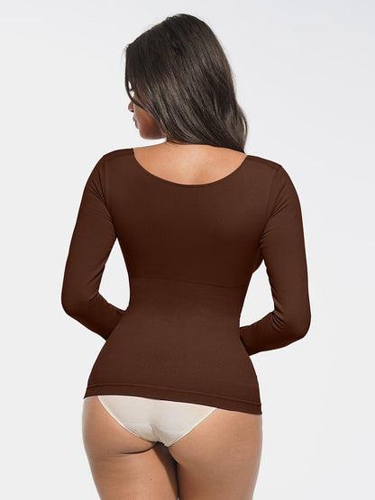 Diamond-Neck Seamless Sculpt Top