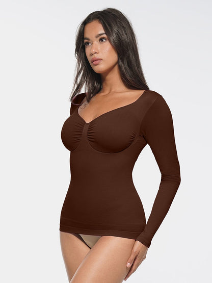 Diamond-Neck Seamless Sculpt Top