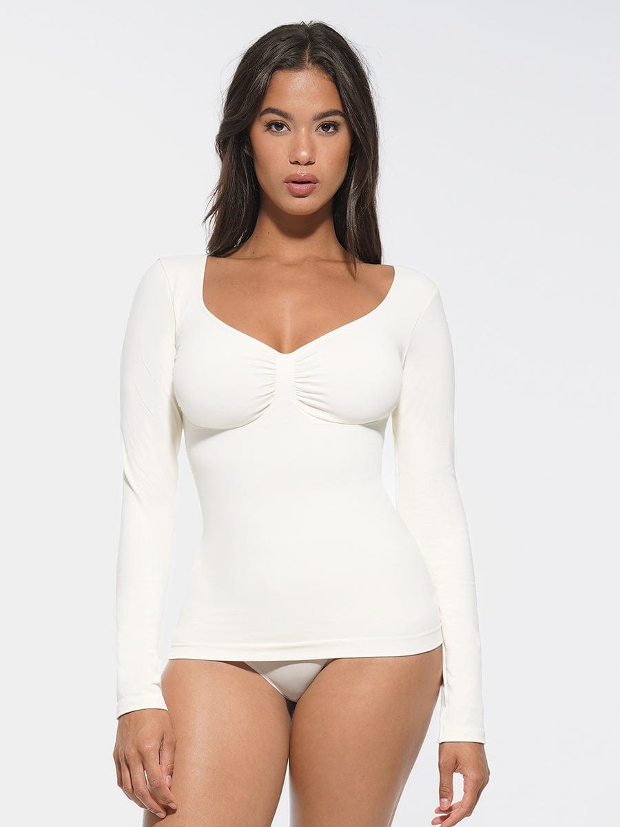 Diamond-Neck Seamless Sculpt Top