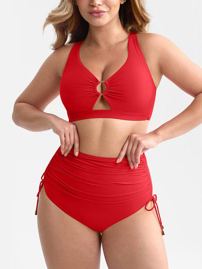 Drawstring Sculpt V-Neck One-Piece Swimsuit