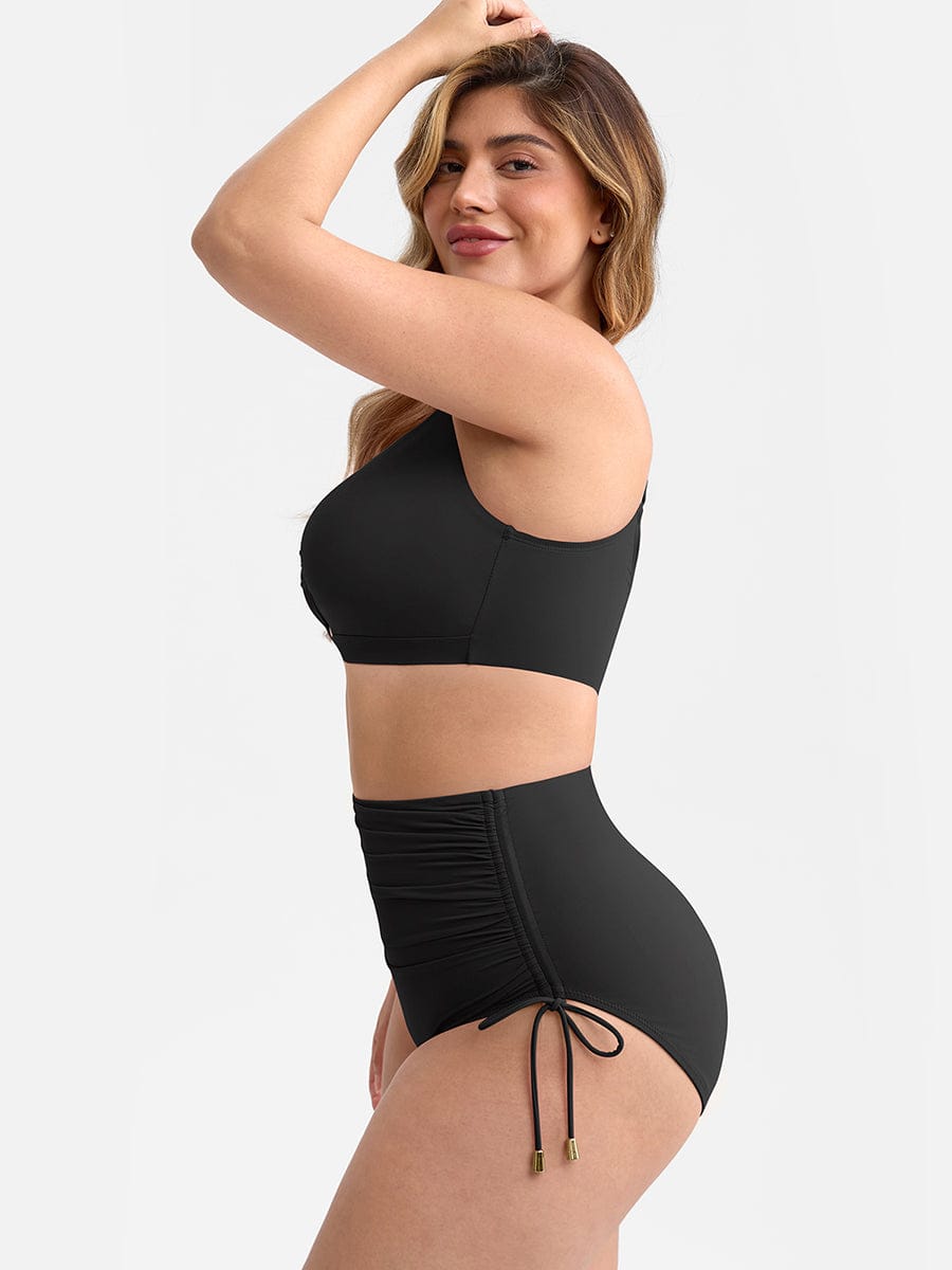 Drawstring Sculpt V-Neck One-Piece Swimsuit