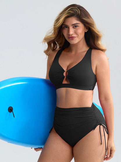 Drawstring Sculpt V-Neck One-Piece Swimsuit