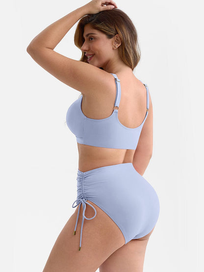 Drawstring Sculpt V-Neck One-Piece Swimsuit