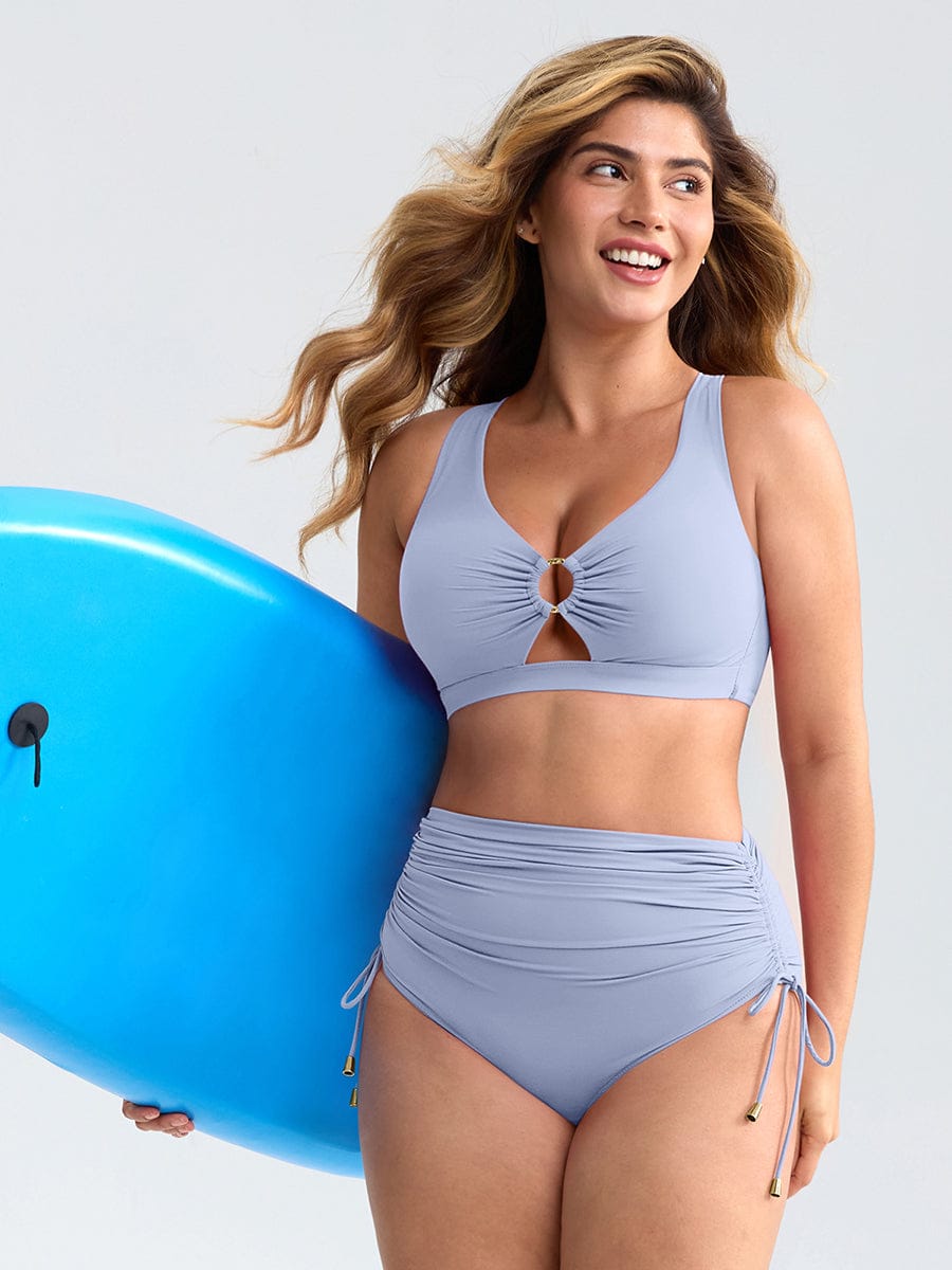 Drawstring Sculpt V-Neck One-Piece Swimsuit