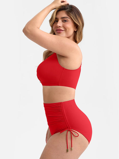 Drawstring Sculpt V-Neck One-Piece Swimsuit
