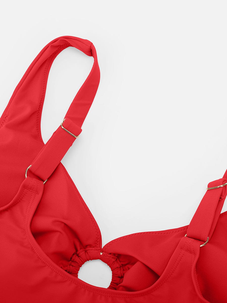 Drawstring Sculpt V-Neck One-Piece Swimsuit