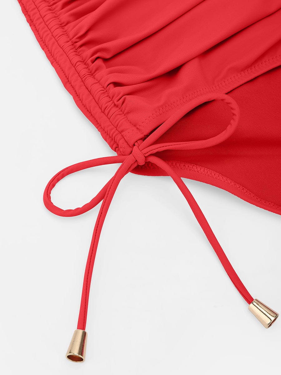 Drawstring Sculpt V-Neck One-Piece Swimsuit