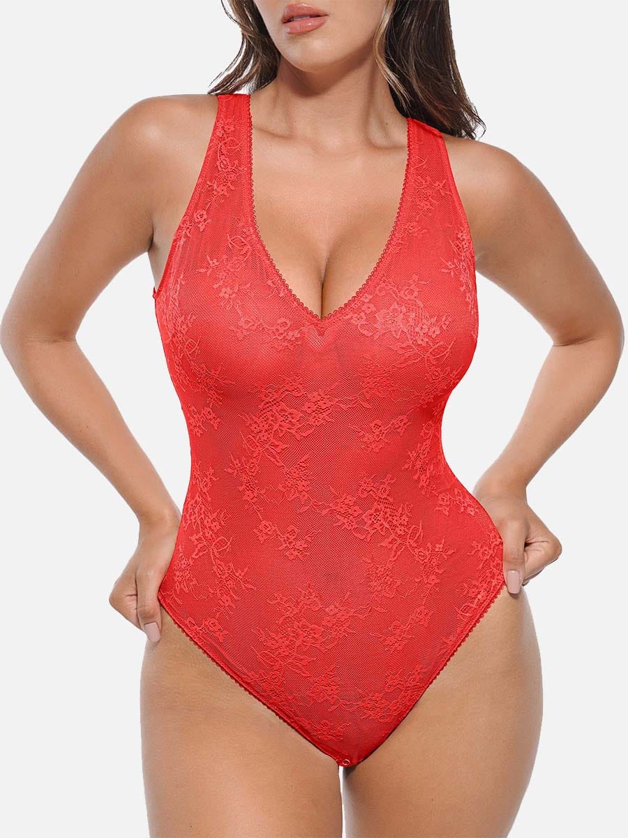 Lace Sculpt V-Neck Bodysuit