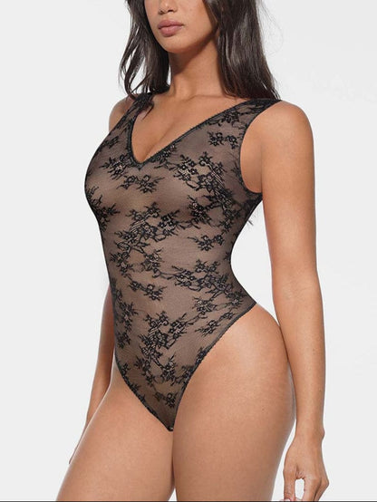Lace Sculpt V-Neck Bodysuit