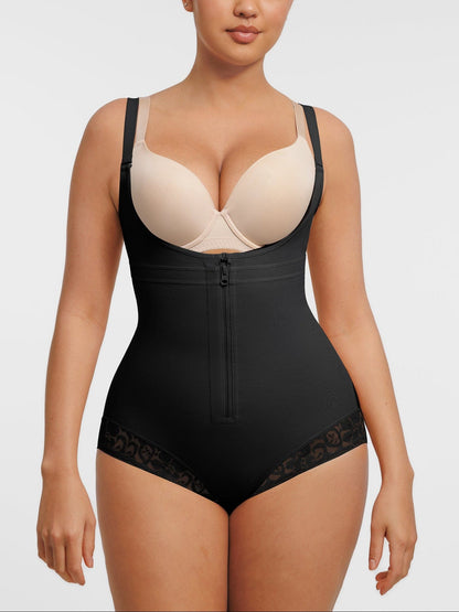 Luxe Sculpt U-Neck Front-Zip Lace Shaper