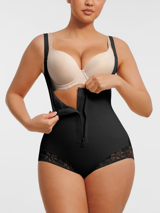Luxe Sculpt U-Neck Front-Zip Lace Shaper
