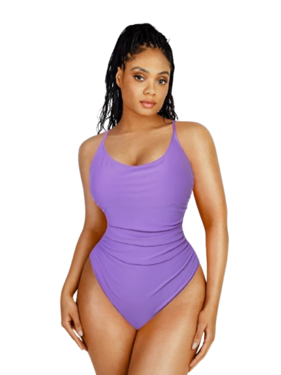Pleated Sculpt Spaghetti-Strap One-Piece Swimsuit