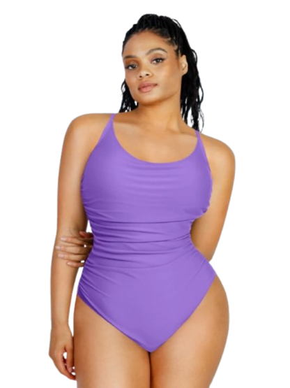 Pleated Sculpt Spaghetti-Strap One-Piece Swimsuit