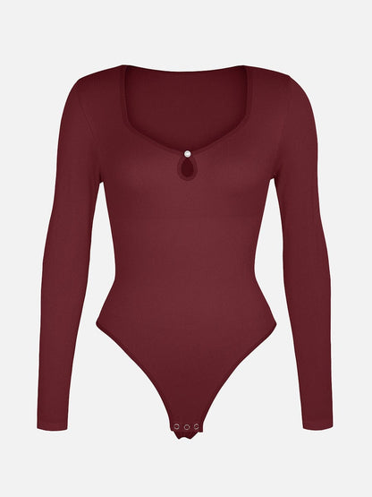 Ribbed Scoop-Neck Sculpt Thong Bodysuit