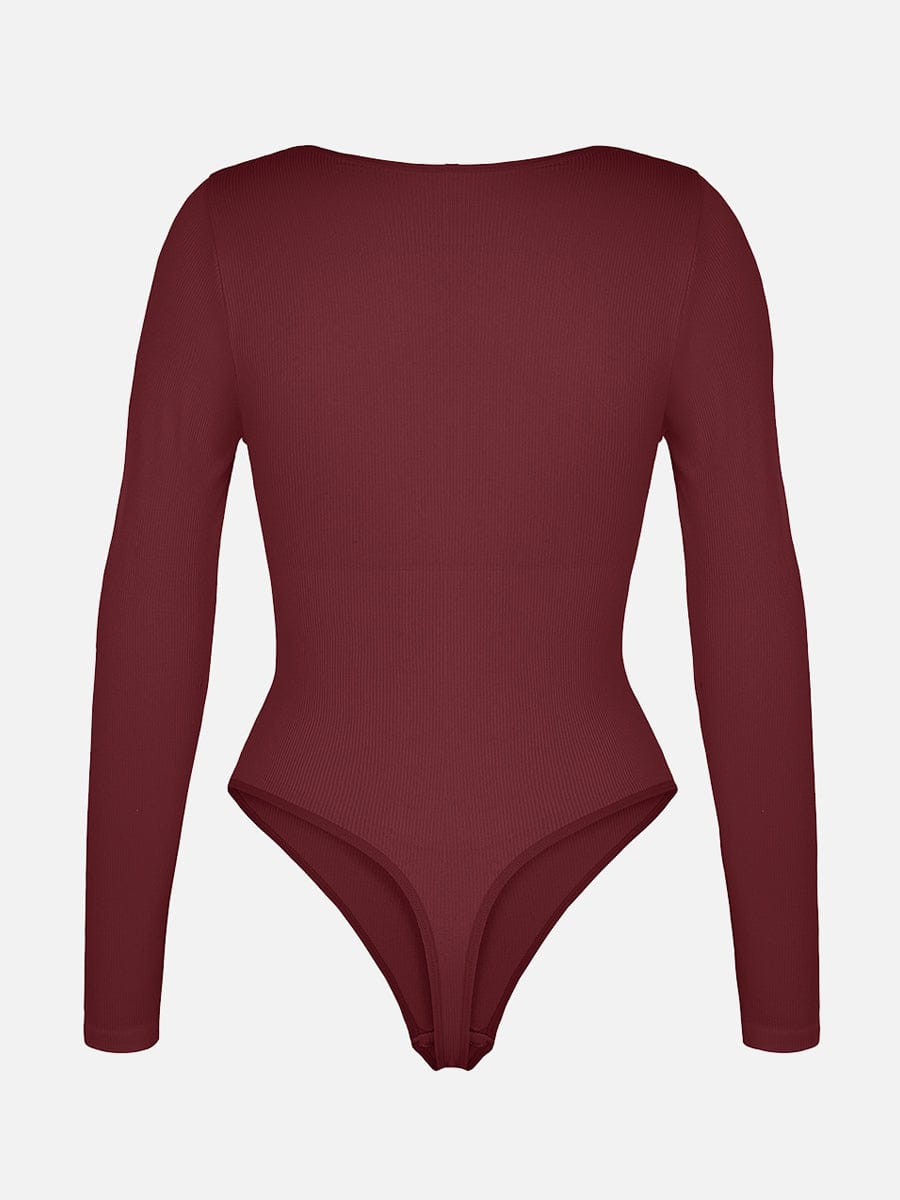 Ribbed Scoop-Neck Sculpt Thong Bodysuit