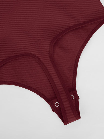 Ribbed Scoop-Neck Sculpt Thong Bodysuit