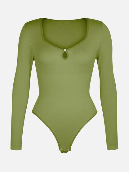 Ribbed Scoop-Neck Sculpt Thong Bodysuit
