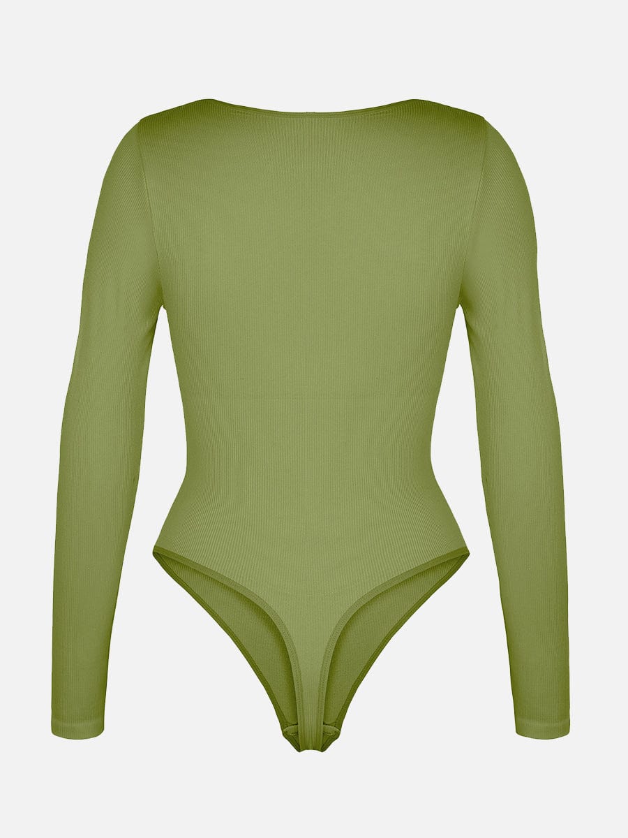 Ribbed Scoop-Neck Sculpt Thong Bodysuit