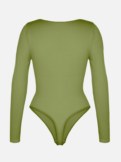 Ribbed Scoop-Neck Sculpt Thong Bodysuit