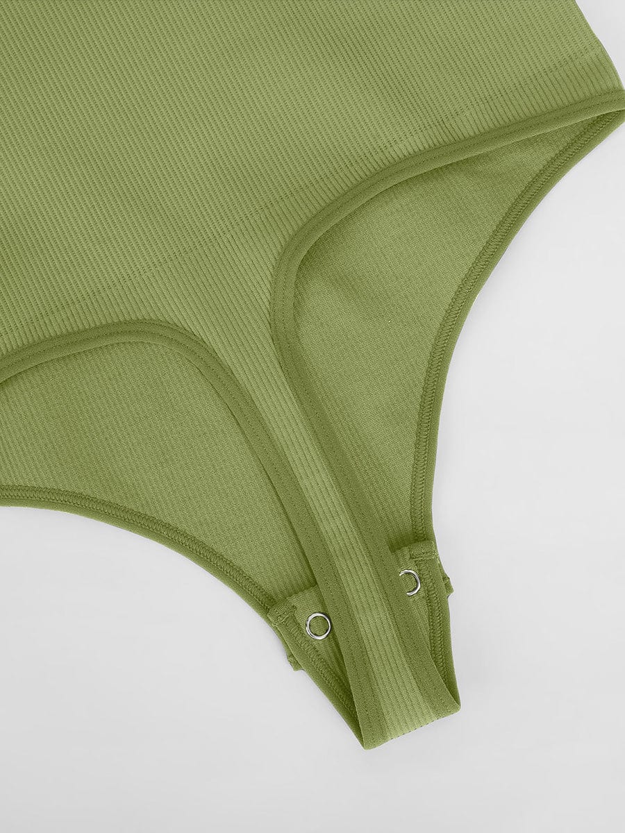 Ribbed Scoop-Neck Sculpt Thong Bodysuit