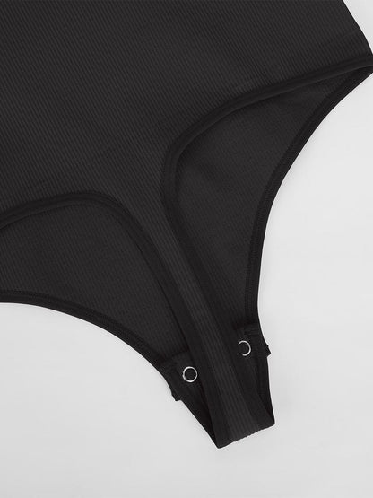 Ribbed Scoop-Neck Sculpt Thong Bodysuit