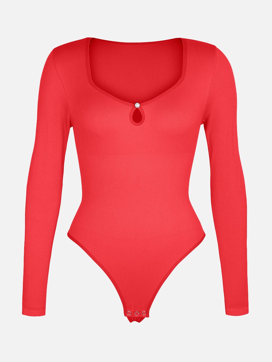 Ribbed Scoop-Neck Sculpt Thong Bodysuit
