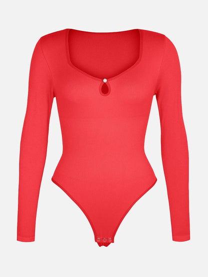 Ribbed Scoop-Neck Sculpt Thong Bodysuit