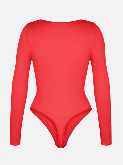 Ribbed Scoop-Neck Sculpt Thong Bodysuit