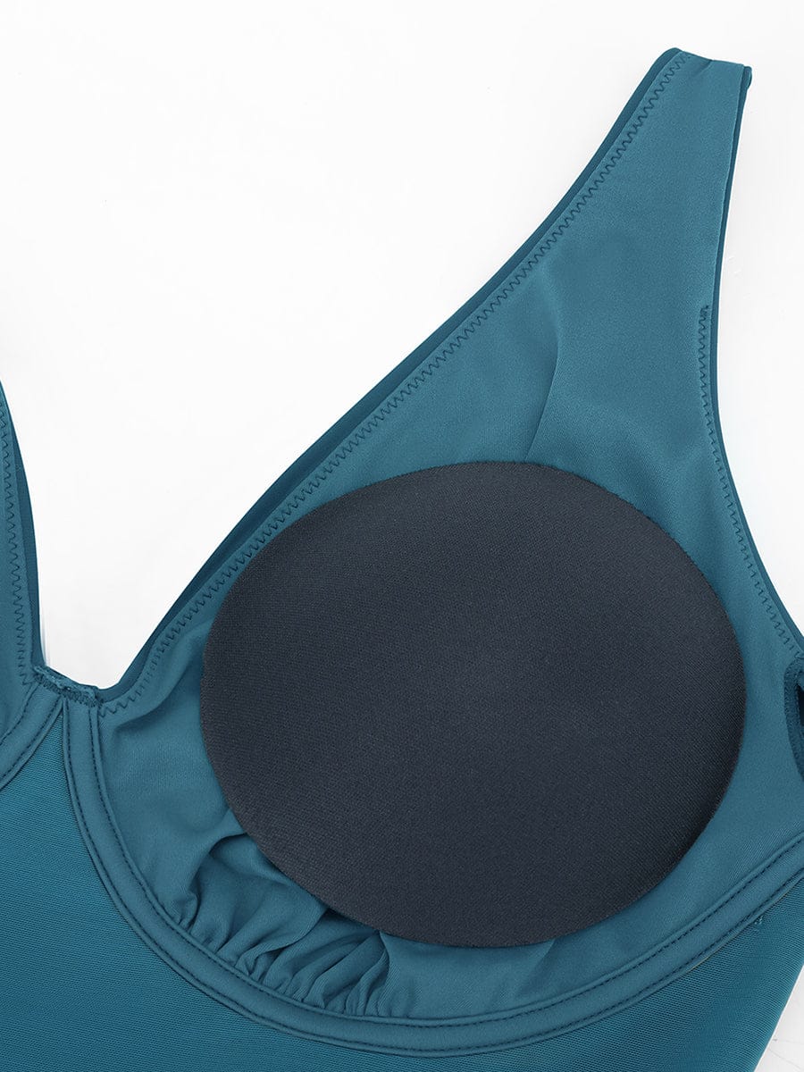 Ruched Sculpt Skirted V-Neck One-Piece