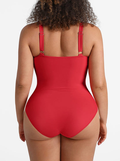 Ruched Sculpt V-Neck One-Piece Swimsuit
