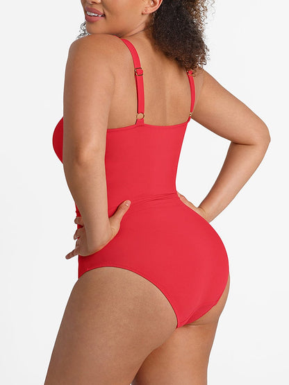 Ruched Sculpt V-Neck One-Piece Swimsuit