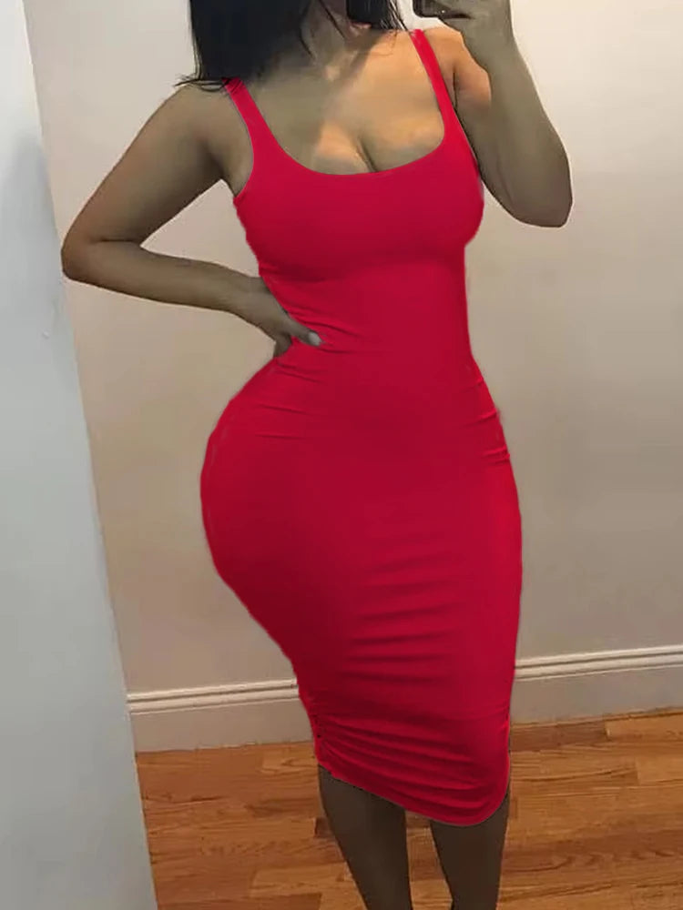 Square-Neck A-Line Knit Dress